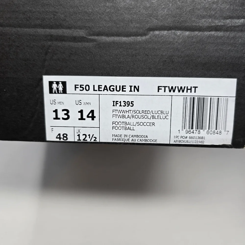 New‎ Adidas F50 League Men's Size 13 White Indoor Soccer Futbol Shoes IF1395.